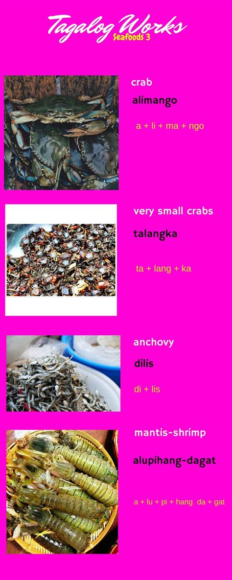 Seafood in Tagalog.